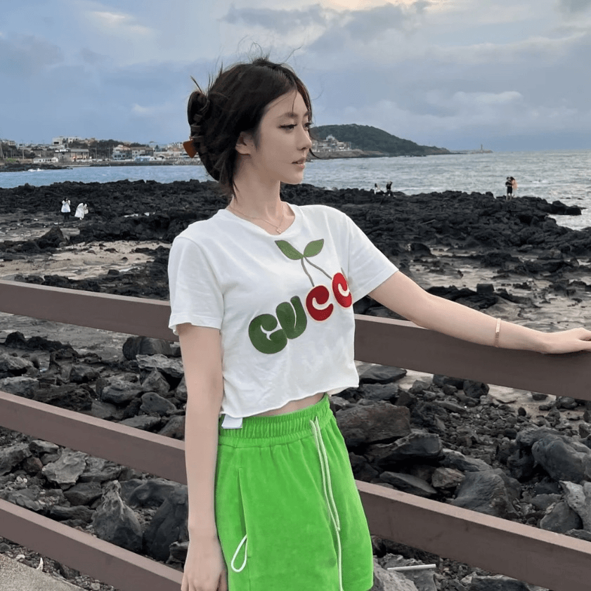 95新 GUCCI/古驰 白色樱桃短袖 XS码