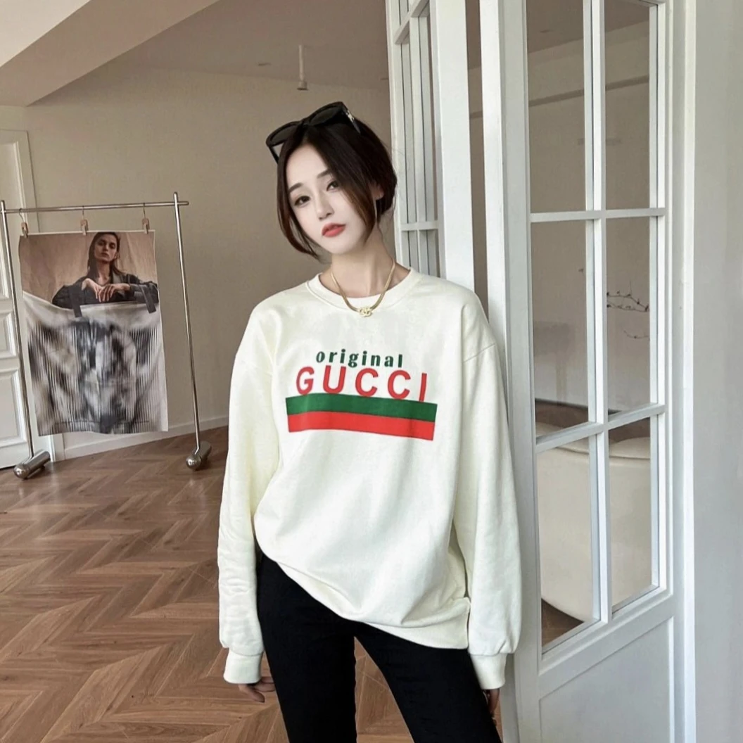 99新 GUCCI/古驰 白色新款红绿logo卫衣 公价8500 S码