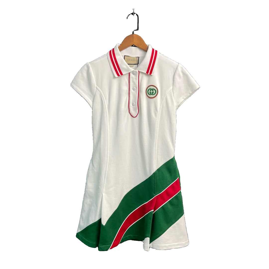 全新未使用 GUCCI/古驰 白色红绿新款连衣裙 公价12500 M码