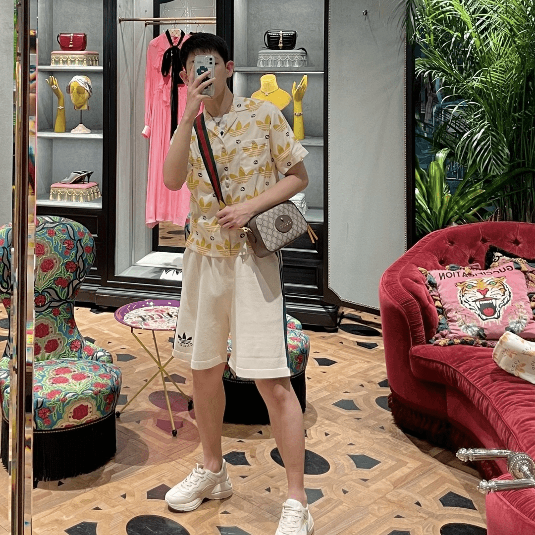 99新 GUCCI/古驰  黄色满印联名衬衫