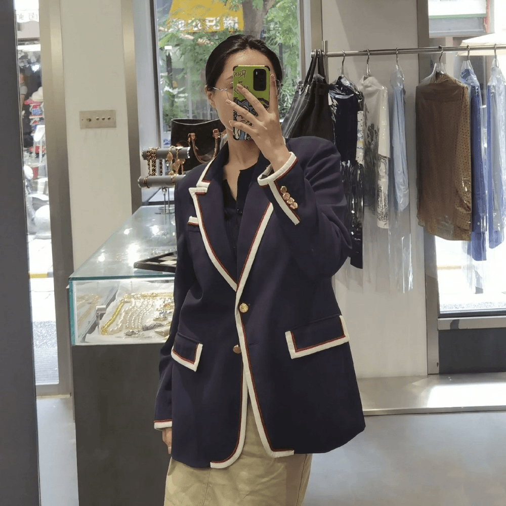 99新 GUCCI/古驰 蓝色金扣西装