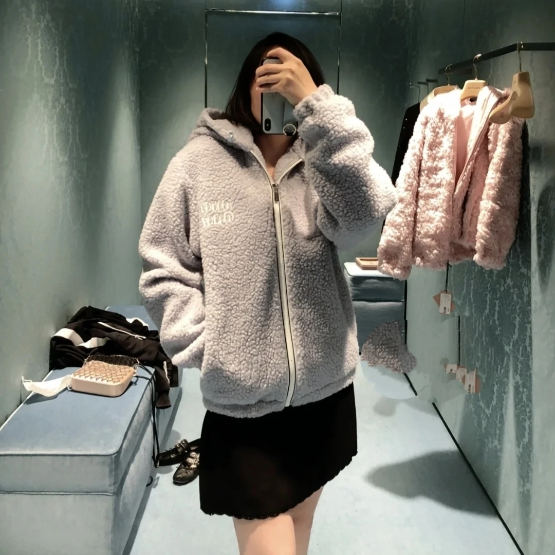 99新 MIU MIU/缪缪 淡蓝色徽标logo夹克 38码