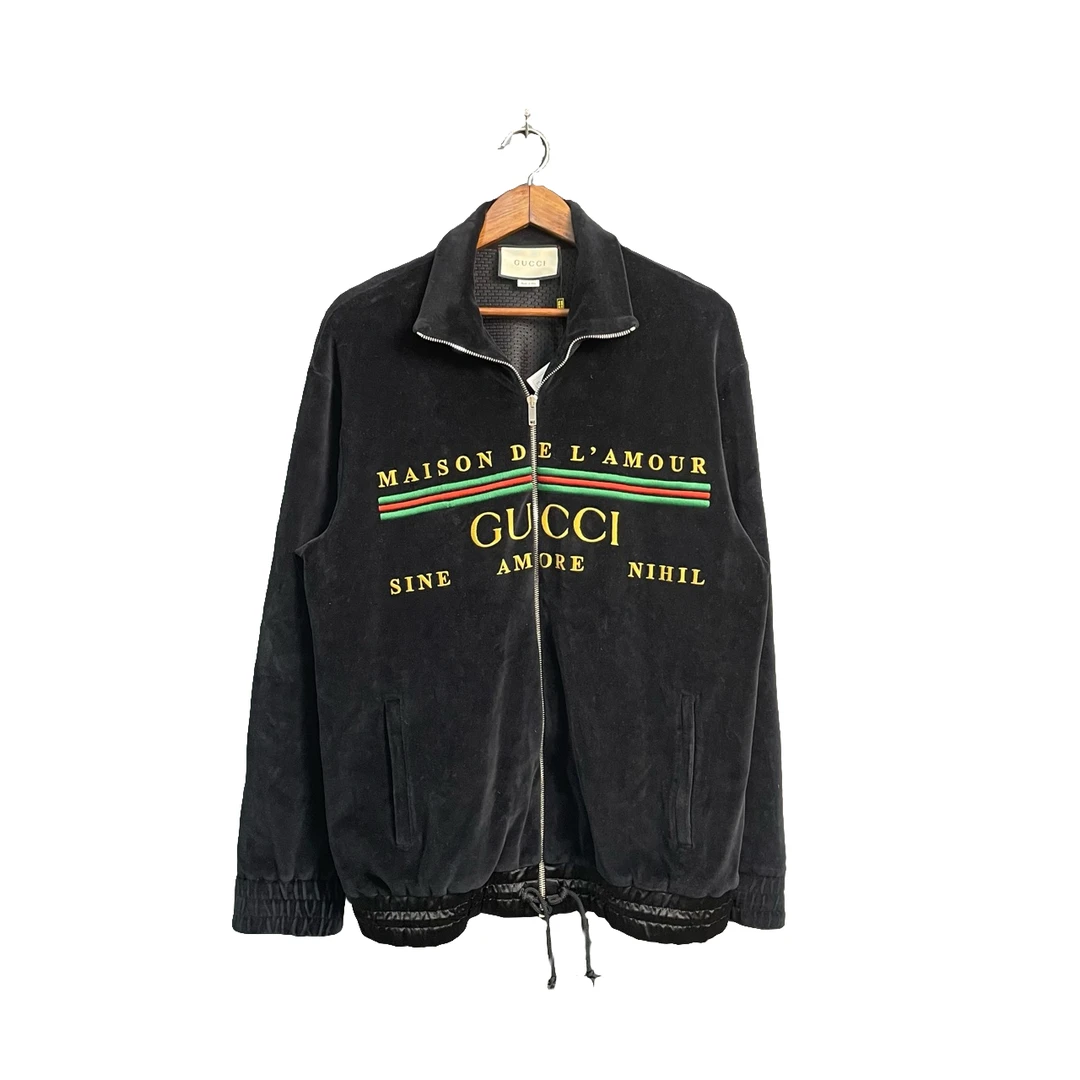 99新 GUCCI/古驰 Gucci 黑色红绿丝绒夹克 S码/95新