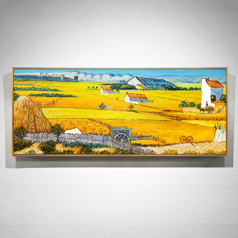 手绘油画梵高风景丰收壁画客厅挂画美式轻奢餐厅沙发背景墙装饰画