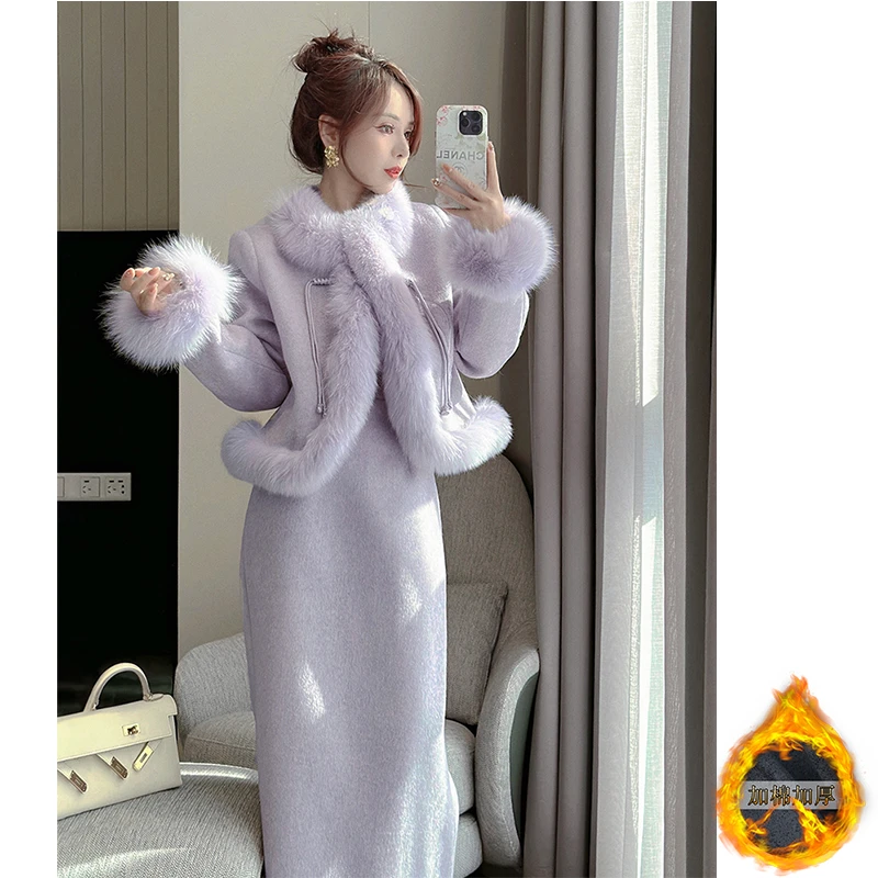 【加棉加厚】2024高端定制中式国风套装裙女秋冬装搭配一整套9311