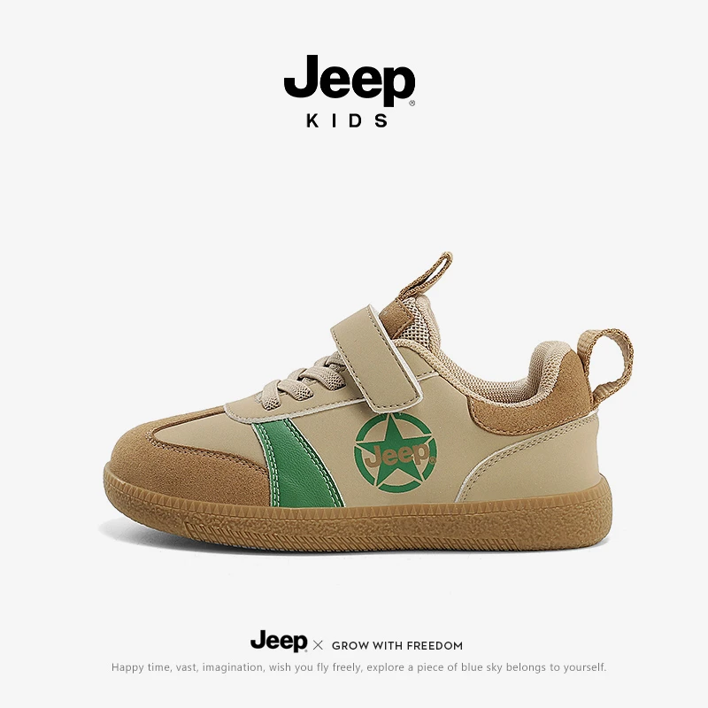 jeep儿童鞋男童网面透气轻便休闲运动鞋2025女童软底防滑低帮板鞋