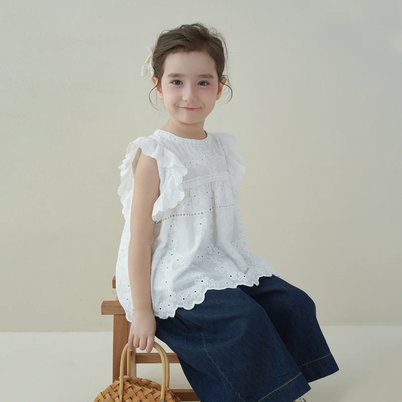 【NO退NO换】女童儿童夏季镂空圆领娃娃衫【两单及以上包邮】LE2092