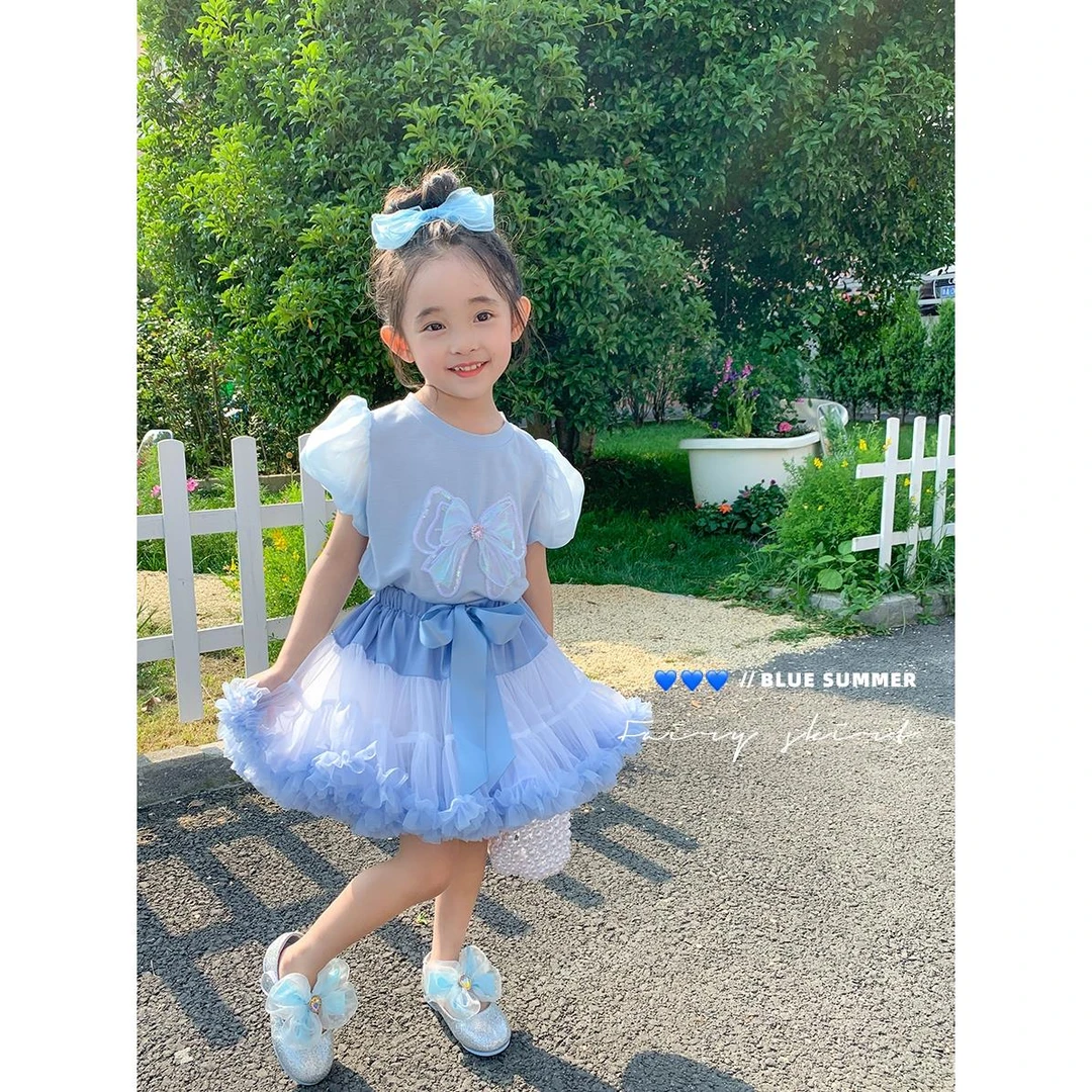 【NO退NO换】夏季儿童蝴蝶结T恤短裙套装【两单及以上包邮】YSC05173