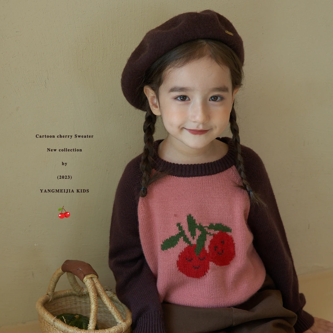 【大龙】杨梅家女童童装2023秋季新款樱桃毛衣 MKAD013