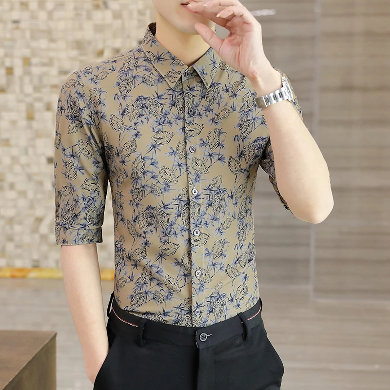 2025春夏季新款男士休闲衬衫简单帅气修身百搭韩版潮流时尚衬衣男