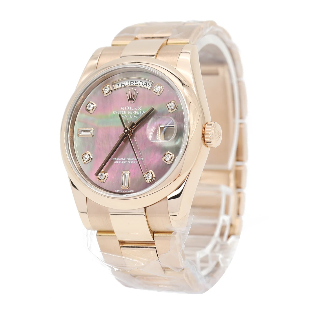 95新 Rolex/劳力士 星期日历系列/118205/黑贝母钻/2019全套/36mm