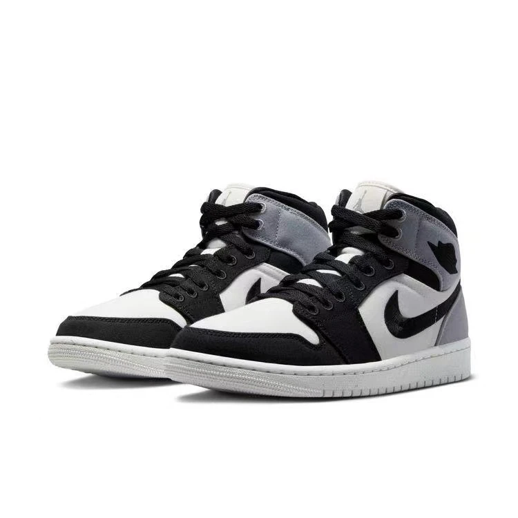 NIKE耐克女鞋AJ1 MID SE四季百搭高帮黑灰运动休闲板鞋DV0427-100