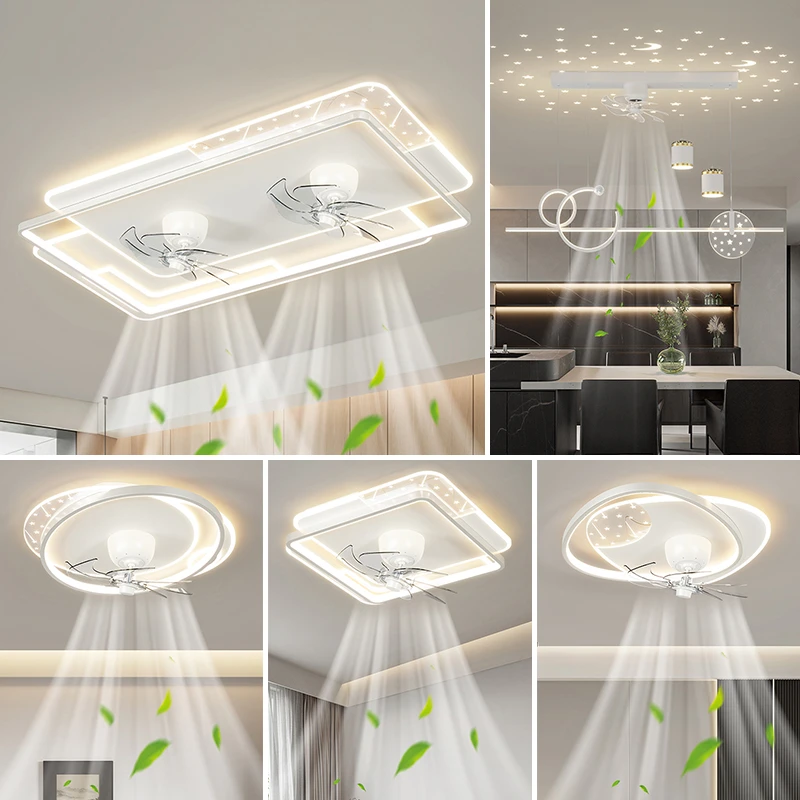 现代简约吸顶灯全光谱护眼铜电机双摇头风扇灯卧室餐厅灯全屋套餐