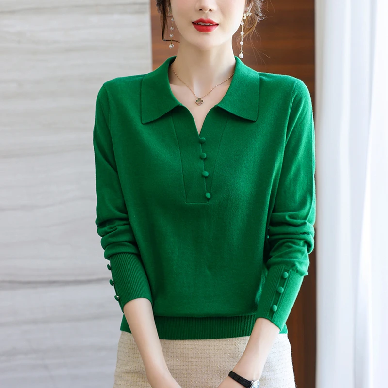 【羊毛衫】2022秋冬新款时尚中年妈妈减龄毛衣洋气V领打底针织衫