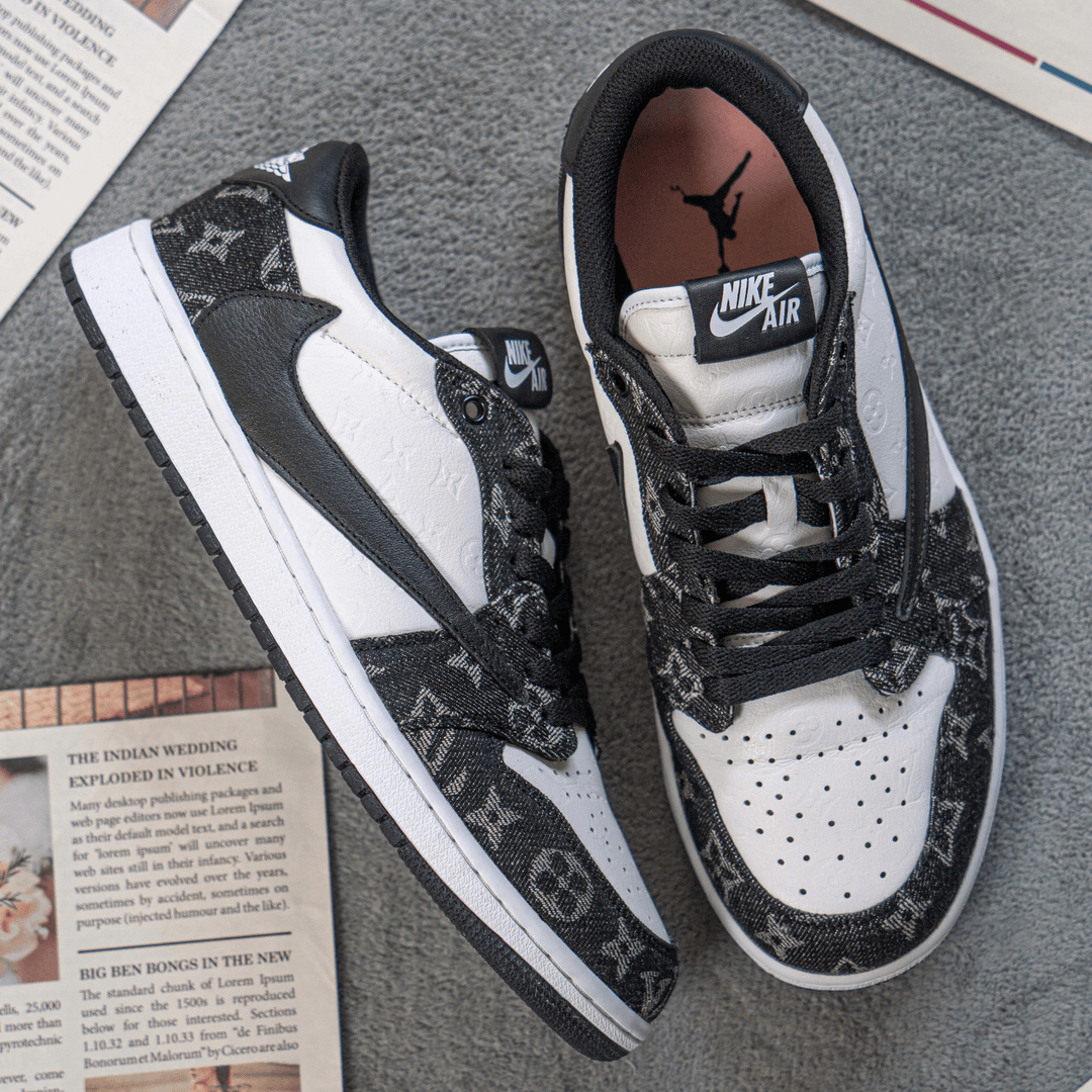 识小艺【定制球鞋】AJ1 Low-黑白倒钩AJ-印花-DD6834-802