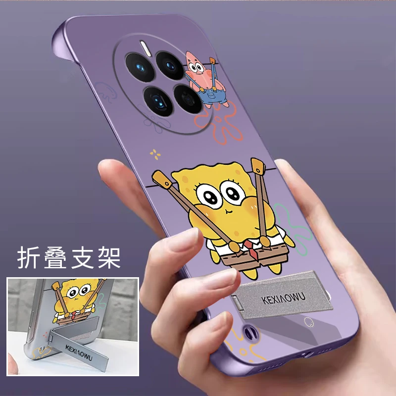 适用华为mate50手机壳mate50pro金属漆无边框支架裸机时尚派大星