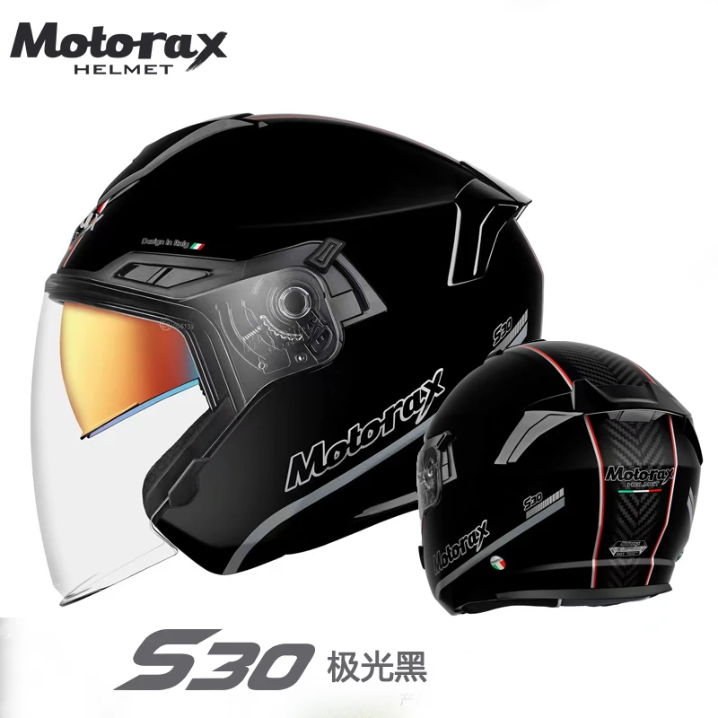 摩雷士MOTORAXS30骑行头盔四季款双镜片四分之三盔遮阳拆卸全新