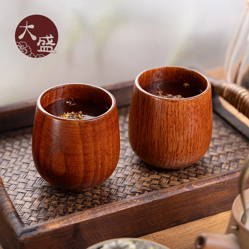 酸枣木大肚杯牛奶杯木质杯家用茶水杯清酒杯防摔露营木制中式个性