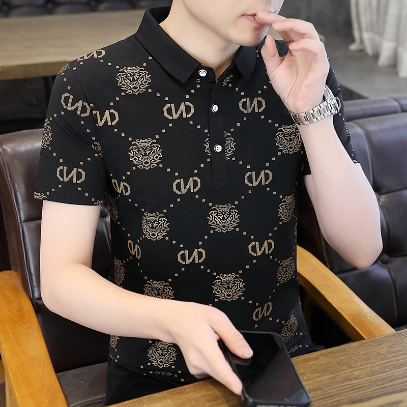 高档男士短袖polo衫夏季新款时尚百搭洋气薄款半袖T恤上衣男装潮