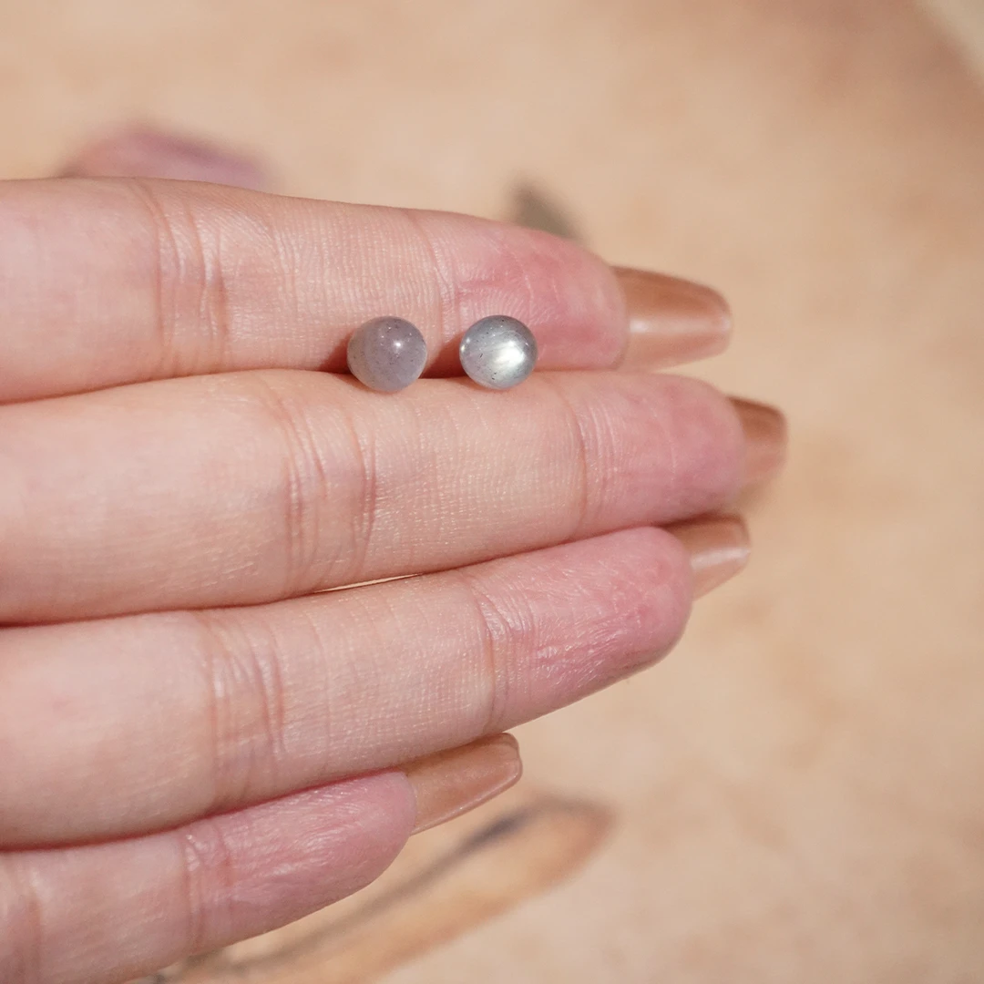 925银仿水晶耳饰 「月影朦胧」灰色耀眼蓝色光小耳钉