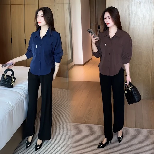 早秋穿搭衬衫休闲时尚洋气气质显瘦减龄女神上衣07