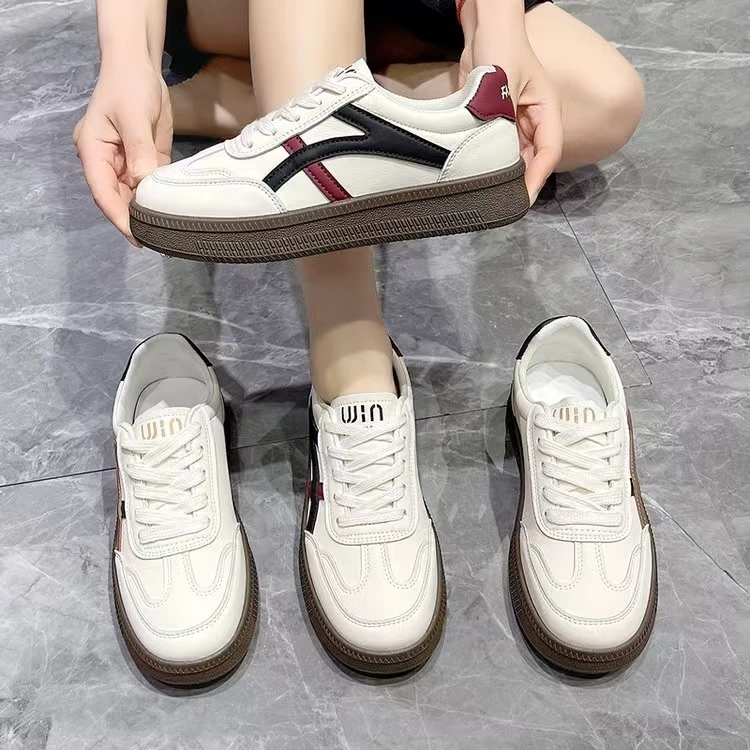 [酷酷世家]新款休闲复古百搭增高软底舒适防滑小白鞋平底韩版板鞋