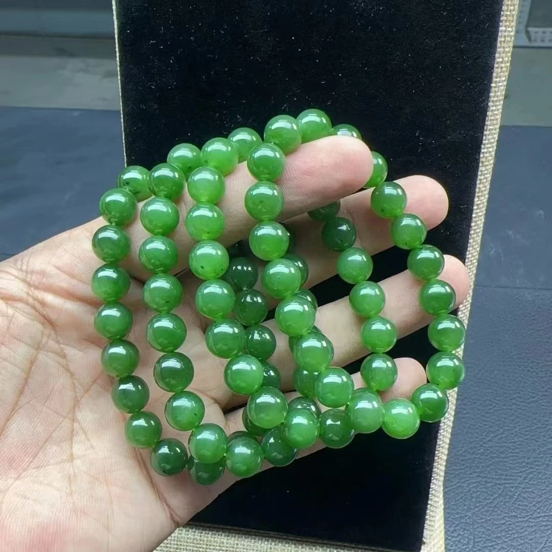 和田玉俄罗斯老坑碧玉手串卡多样性发一sc231