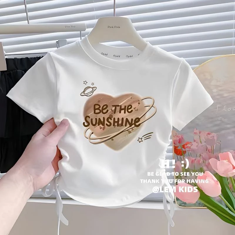儿童短袖t恤纯棉母女亲子装夏季宽松印花时尚百搭女宝半袖ins上衣
