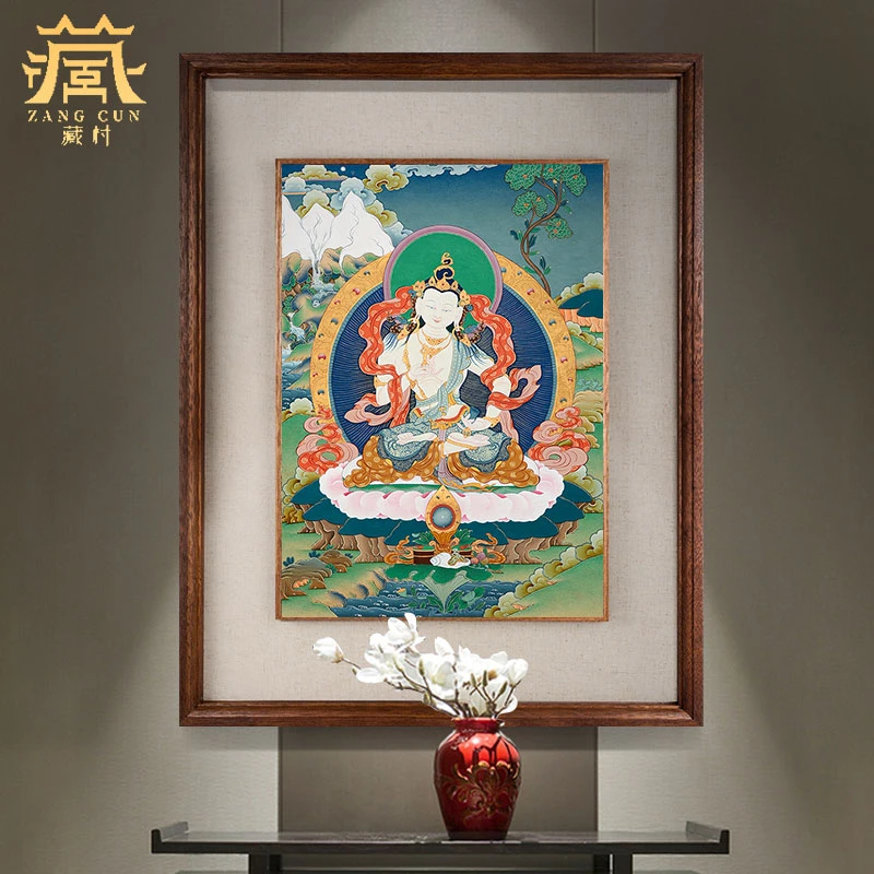 藏村手绘《金刚萨埵唐卡》挂画客厅玄关茶室装饰画手工绘制