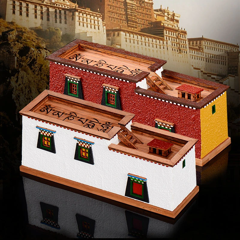 藏村卧香炉《非遗文创手作工艺品》笔筒纸盒装饰画 民族装饰摆件