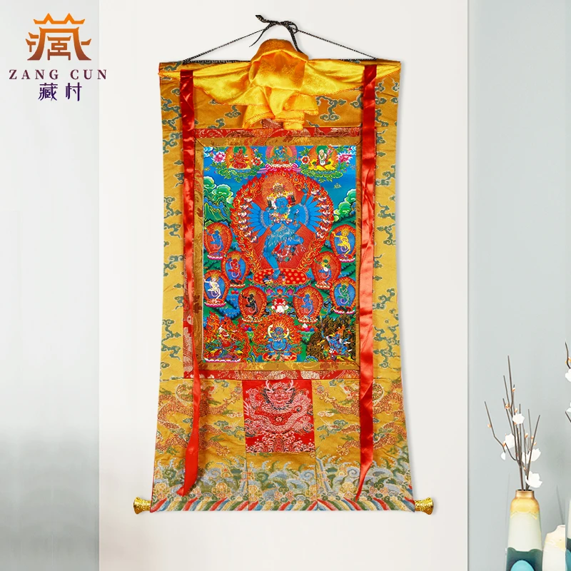 藏村《喜金刚唐卡》西藏藏式唐卡挂画矿物颜料家居客厅唐卡装饰画