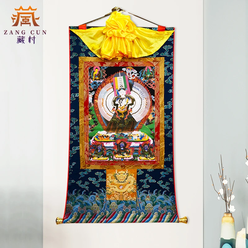 藏村《大白伞盖唐卡》藏式唐卡挂画矿物颜料室内西藏唐卡装饰画