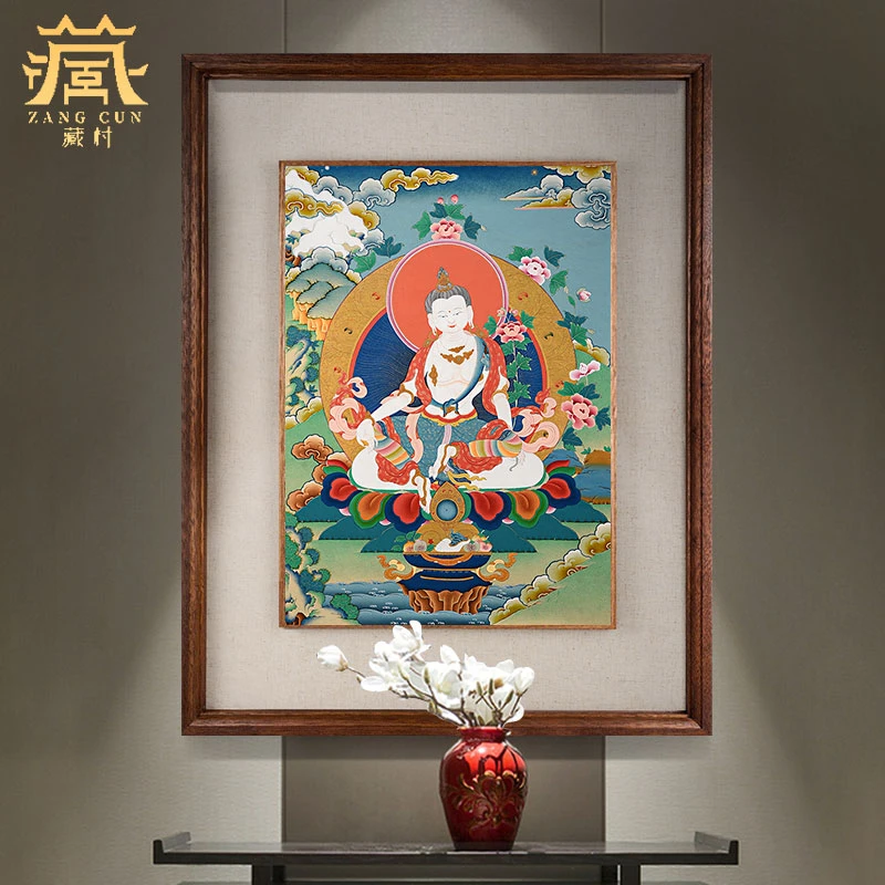 藏村手绘《静心观音唐卡》挂画玄关客厅观音挂画手工绘制装饰画