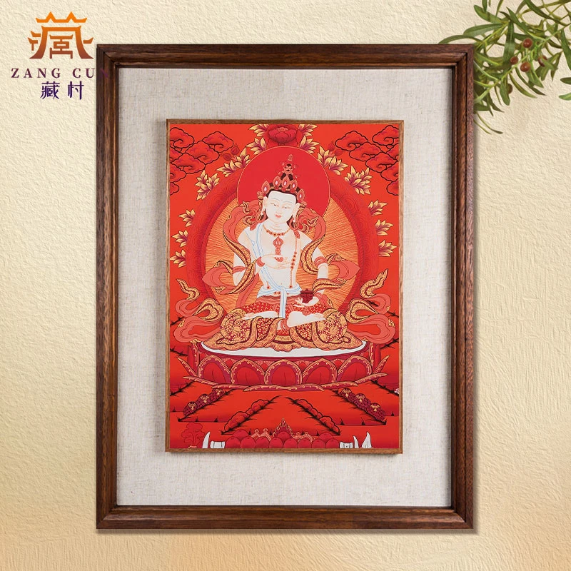 藏村《金刚萨埵唐卡》红唐实木装饰画尼泊尔手绘唐卡藏式唐卡挂画