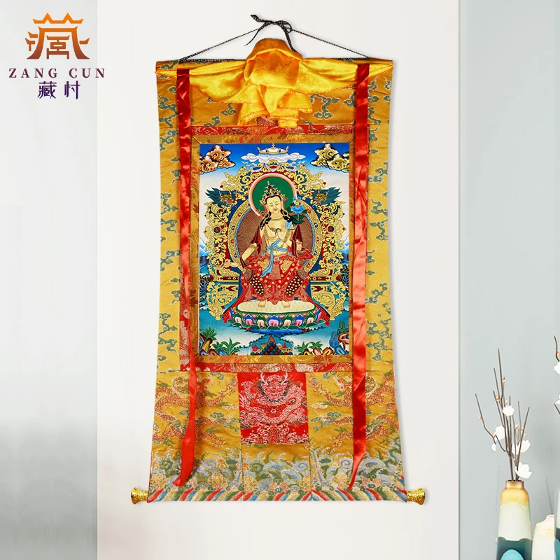 藏村《强巴画像唐卡》矿物颜料西藏藏式唐卡家居装饰画玄关挂画