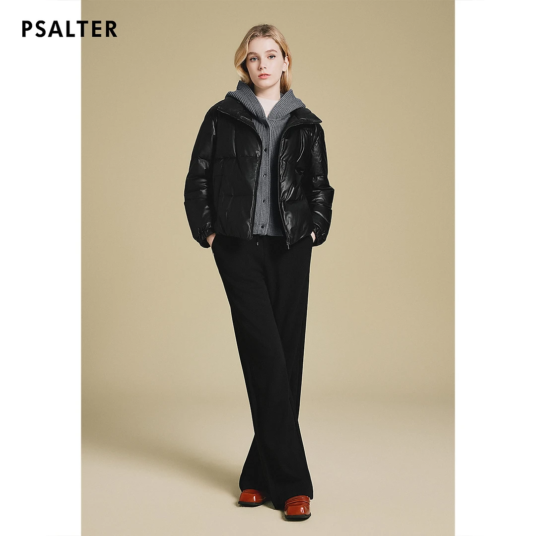 诗篇专选绵羊皮可拆卸毛织连帽鸭绒时尚面包服羽绒服冬款