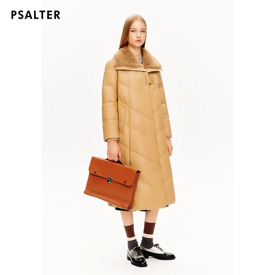 诗篇专选鹅绒服皮羽绒水貂毛大翻领大廓型羊皮羽绒服冬季款