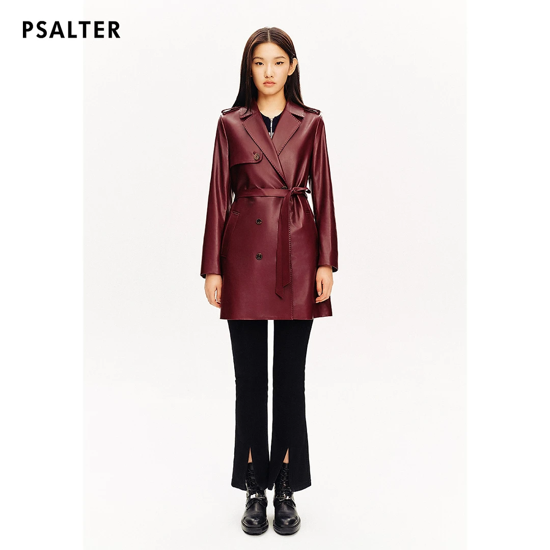 【轻油蜡皮】诗篇专选翻领系带复古双排扣植鞣羊皮外套皮衣秋