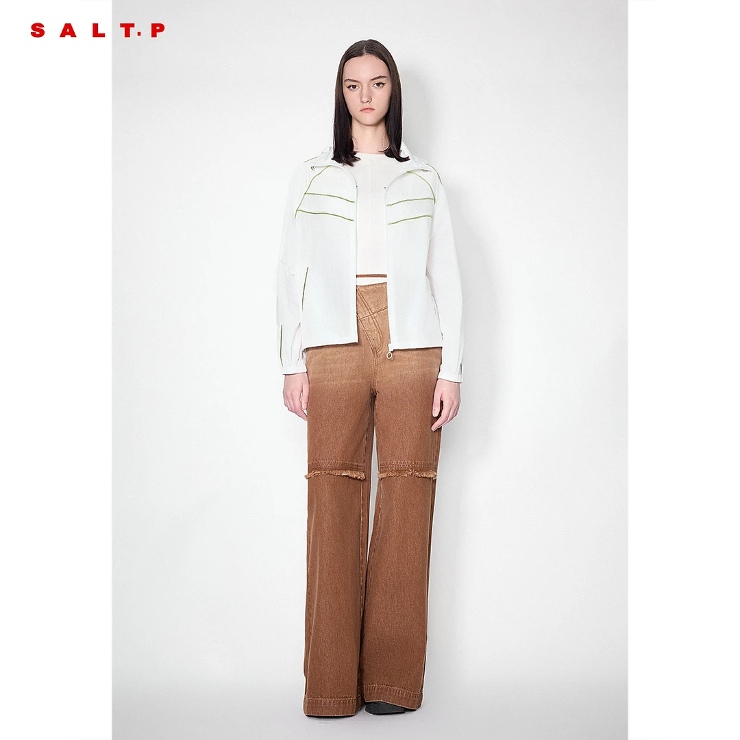 【UPF50+防晒】SALT.P可颜撞色条纹活力运动感连帽短外套秋