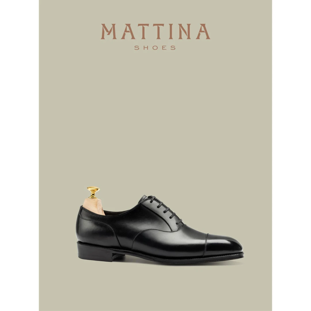 Mattina Elgar方头手工真皮固特异正装三接头牛津鞋婚鞋Vibram底