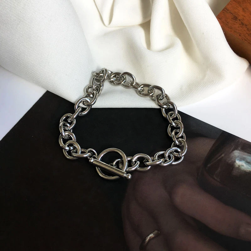 钛钢手链 古巴链潮流男女士潮牌嘻哈女ins冷淡风百搭小众简约手饰