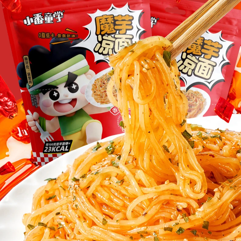 小番童学低脂宵夜懒人速食魔芋凉面红油麻酱小龙虾干拌方便美食