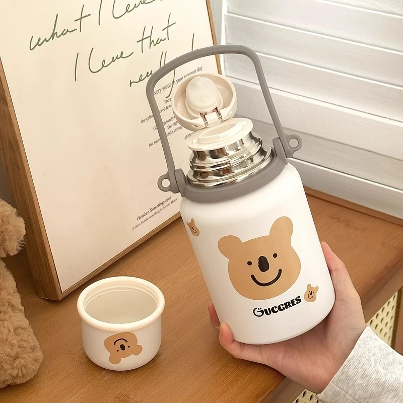 可爱保温杯女大容量水杯男款户外便携学生保温壶儿童上学专用杯子