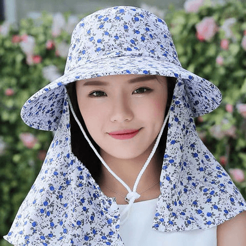 帽子女士夏季面罩遮脸太阳帽大沿百搭凉帽防紫外线采茶骑车遮阳帽