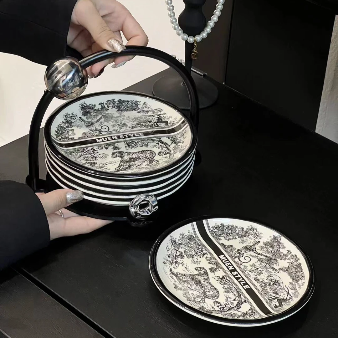 轻奢陶瓷吐骨碟家用高级感食品级6寸高档水果甜品餐桌渣盘圆形