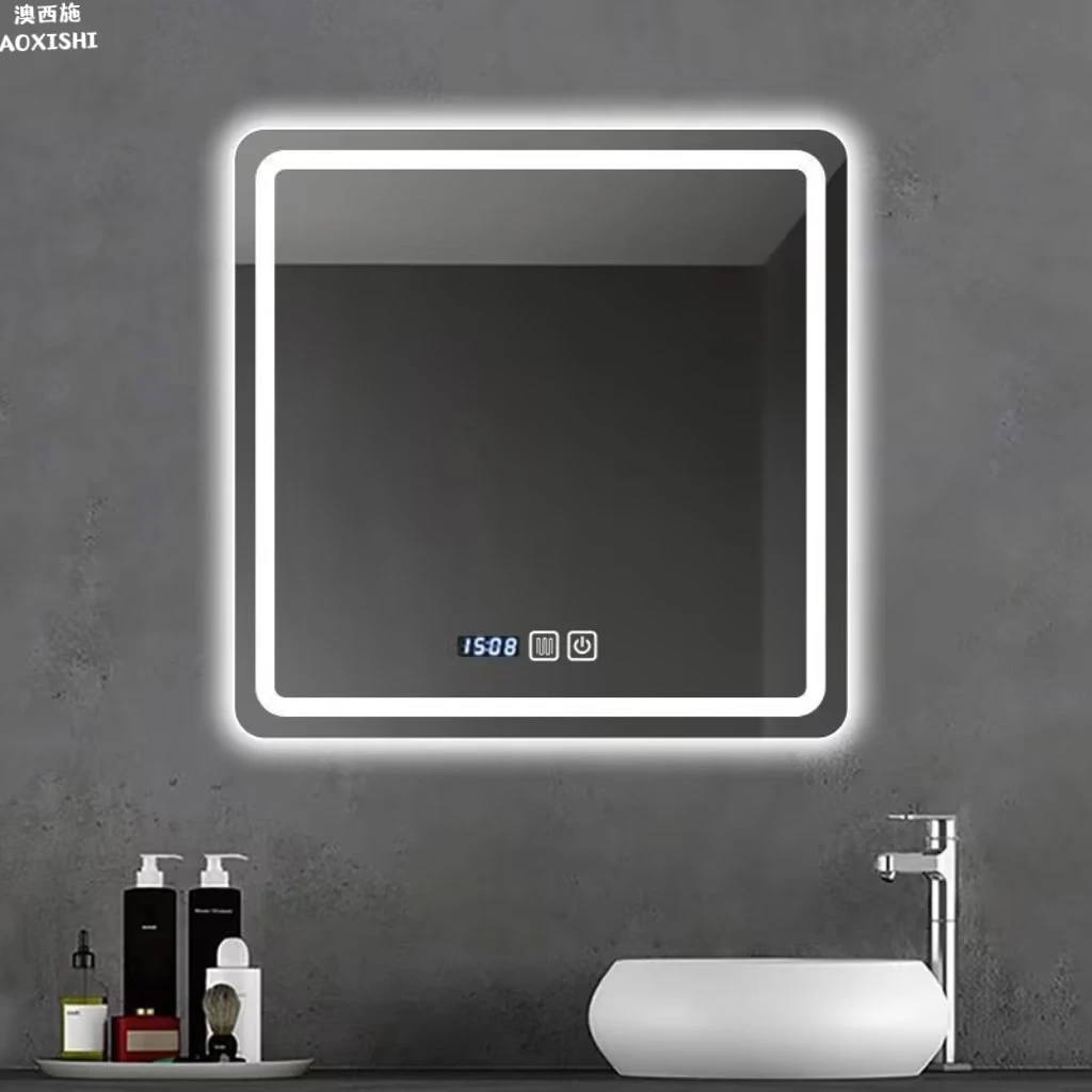 澳西施正方形智能浴室镜带灯卫生间壁挂式镜子酒店浴室镜防雾智能