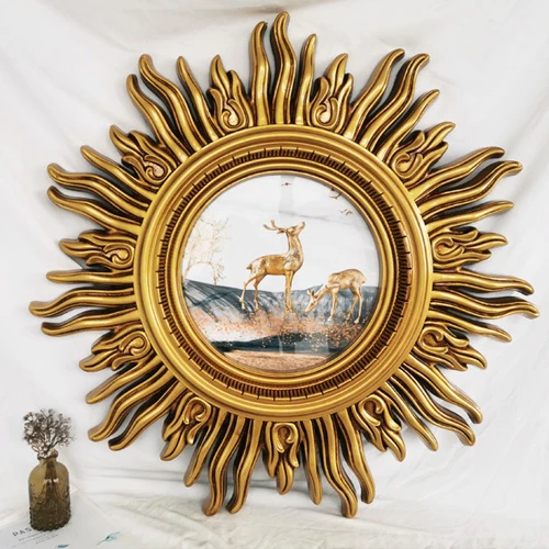 欧式太阳神镜壁挂镜子客厅浴室餐厅家居装饰品摆设玄关墙面装饰镜