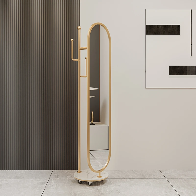 轻奢全身镜穿衣镜衣帽架旋转落地镜挂衣架一体家用卧室网红试衣镜