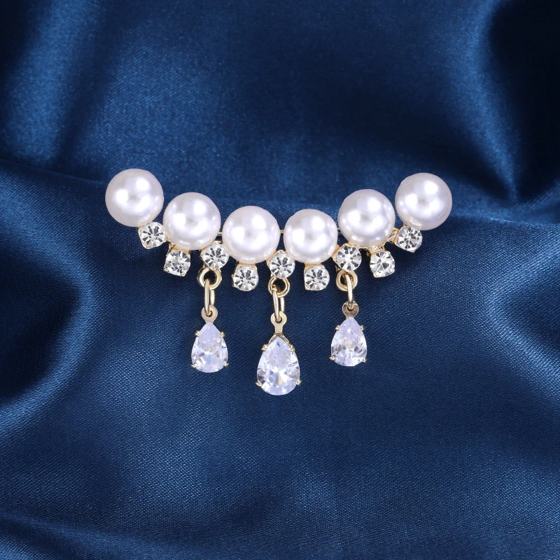 铜合金胸针 胸针百搭精致旗袍压襟仿珍珠胸花别针时尚优雅仙女