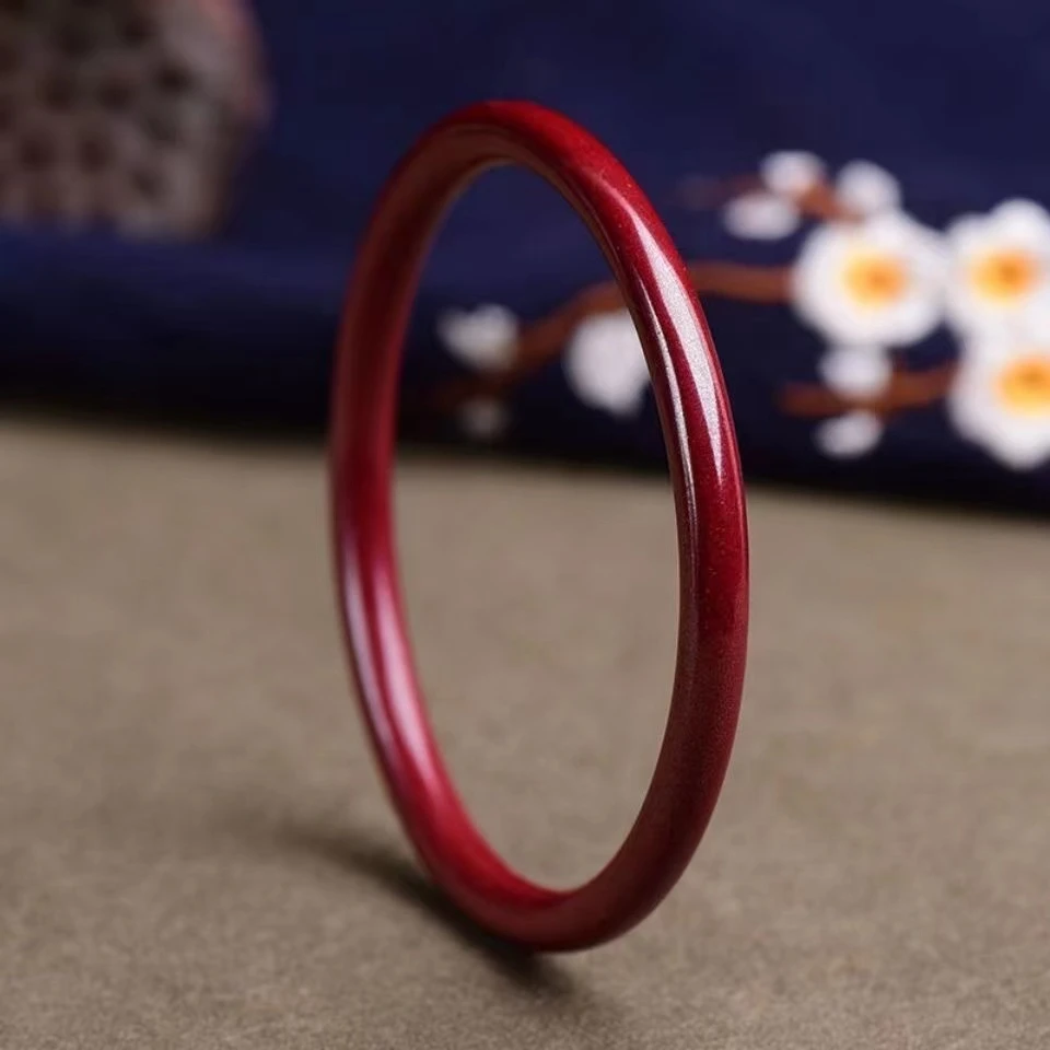 非金属玻璃手镯 朱红仿玉细条一步一响叮当手镯 红色妈妈女平安镯